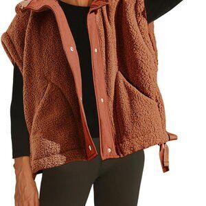 d Vest for Women Fleece Casual Tops Sleeveless Fuzzy Sherpa Jacket Winter Warm O